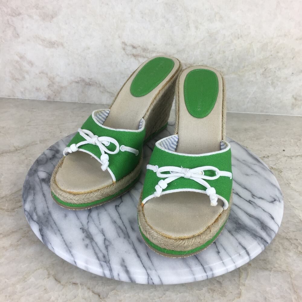 Tommy Hilfiger Green Canvas Espadrille Wedges Women's Size 9 M